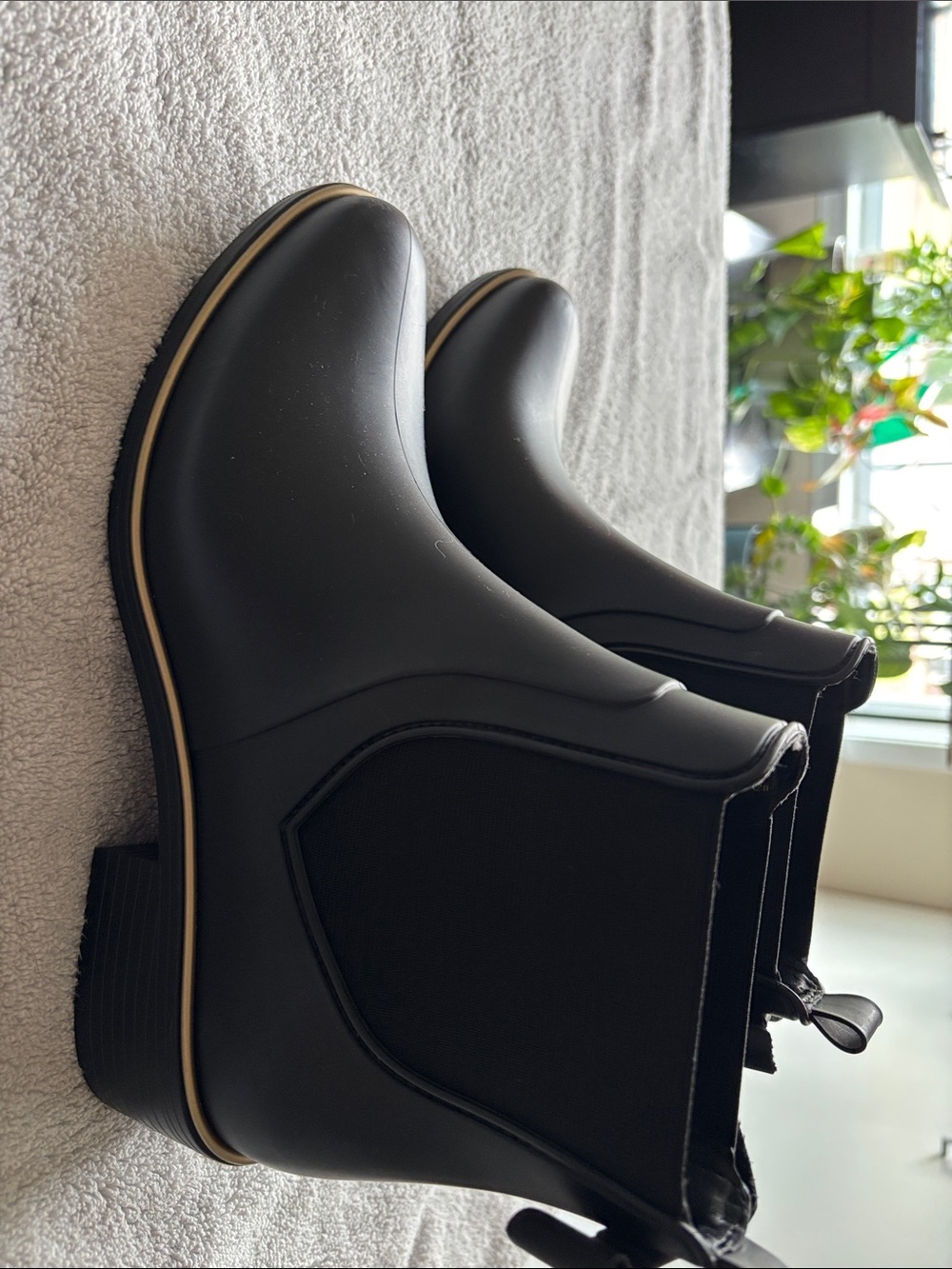 kate spade Black Chelsea Rain Boots with Contrast Trim